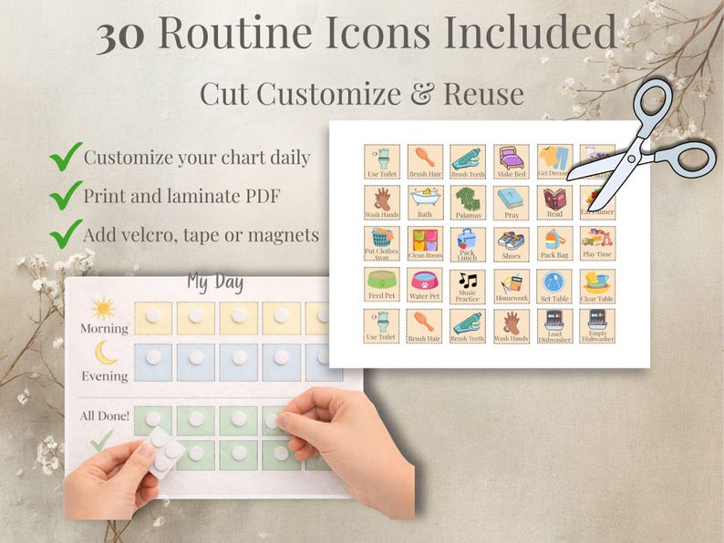 Kids Visual Routine Chart | Morning & Evening Schedule (printable PDF ...
