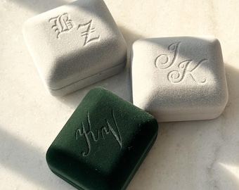 Personalized Engraved Ring Box with LED Light, Custom Velvet Jewelry Box, Proposal Ring Box, Engagement Ring Display, Gift for Her