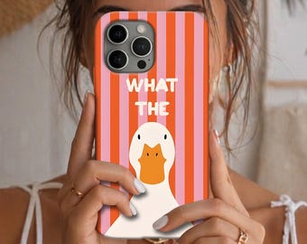 Funda para teléfono con diseño divertido de pato, diseño minimalista de meme, colores llamativos, protección para iPhone 16 Pro Max.