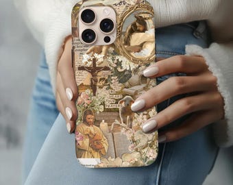 Funda cristiana, cubierta con versículo bíblico de Jesús de estilo vintage, diseño de pegatina floral de fe, para iPhone 17 16 15 14 13 12 11 Pro Max