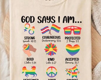 Chemise Dieu dit que je suis fierté LGBT, chemise Christian Pride, t-shirt LGBTQ basé sur la foi, chemise chrétienne du mois de la fierté, t-shirt allié religieux