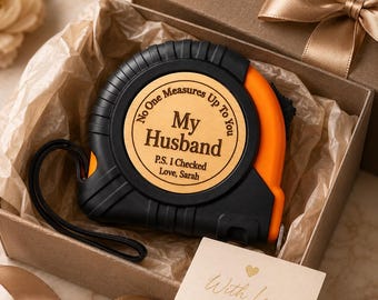 Regalo personalizado para el esposo: cinta métrica. Regalo para el esposo, el novio, regalo de boda divertido de parte de la esposa.