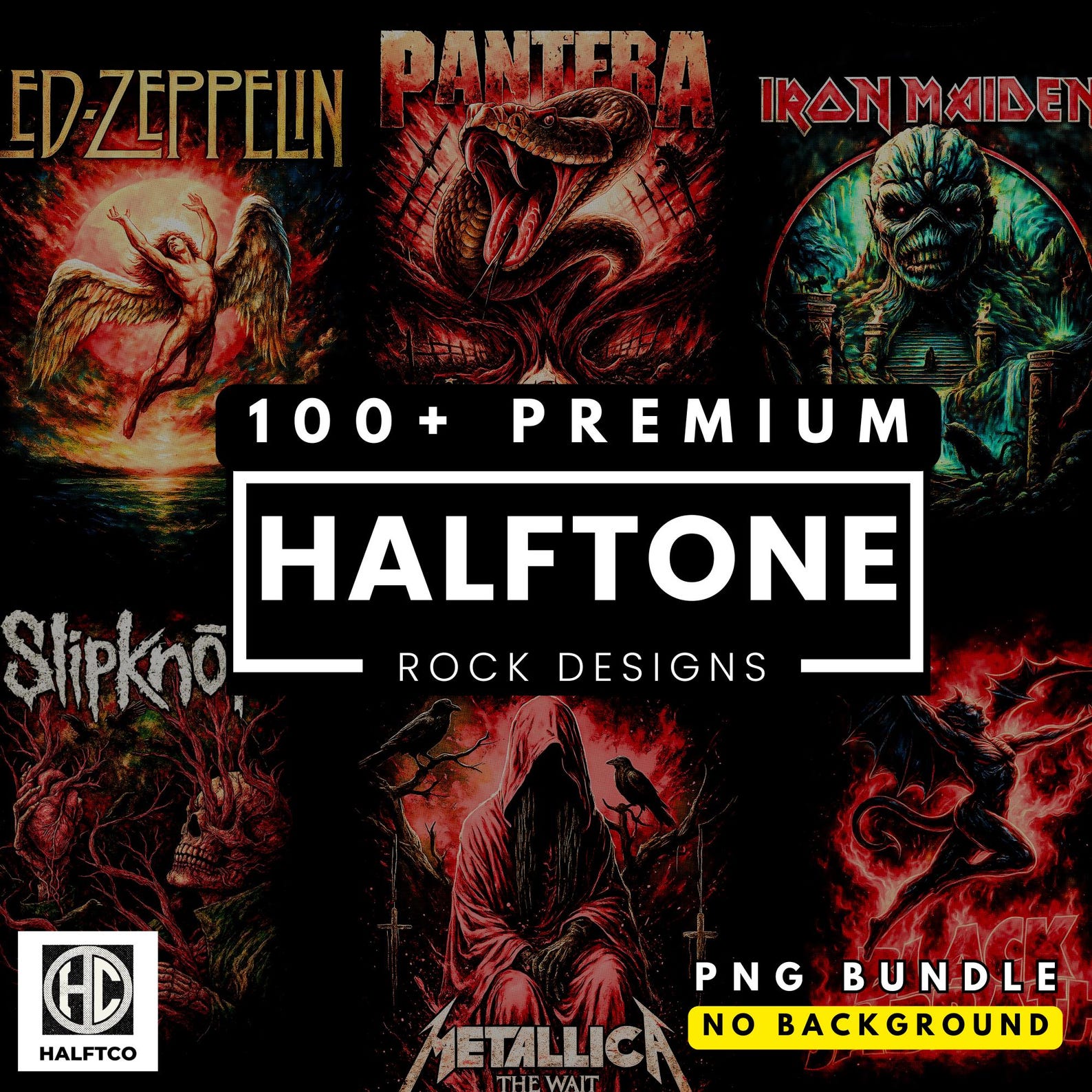 Halftone Sticker Design 100+ Halftone Rock Band PNG Bundle | DTF DTG Streetwear Designs ...
