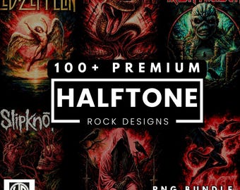 100+ Halftone Rock Band PNG Bundle | DTF DTG Streetwear Designs (Digital Download)