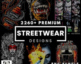2260+ Streetwear T-Shirt Designs Bundle: PNG, SVG (Digital Download)