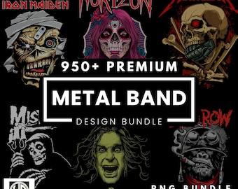 Metal Band Design Bundle: 950+ PNG Graphics for DTF Sublimation (Digital Download)