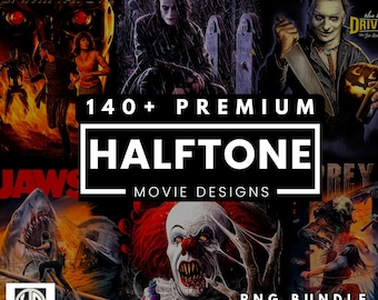 Movie Halftone PNG Bundle | 140+ Film Designs (Digital Download)