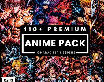 Anime Pack +110 PNG DTF Halftone Designs - "Halftones Pro"