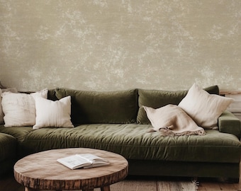 Warm Minimalist Beige Neutral Limewash Wallpaper - Peel and Stick or Traditional