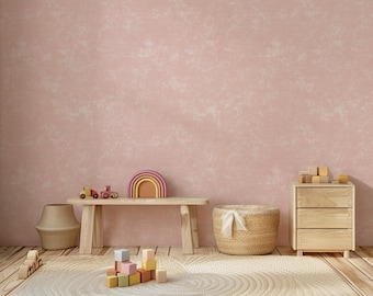 Soft Rose Pink Limewash Wallpaper for Baby Girl Nursery - Peel and Stick or Traditional