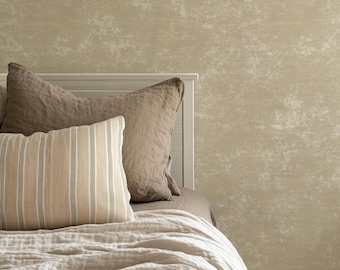 Warm Minimalist Beige Neutral Limewash Wallpaper - Peel and Stick or Traditional