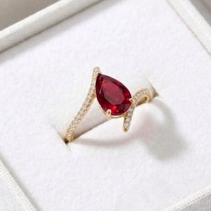 Ruby Engagement Ring 925 Sterling Silver Minimalist Jewelry Gift for Her April Birthstone Jewelry