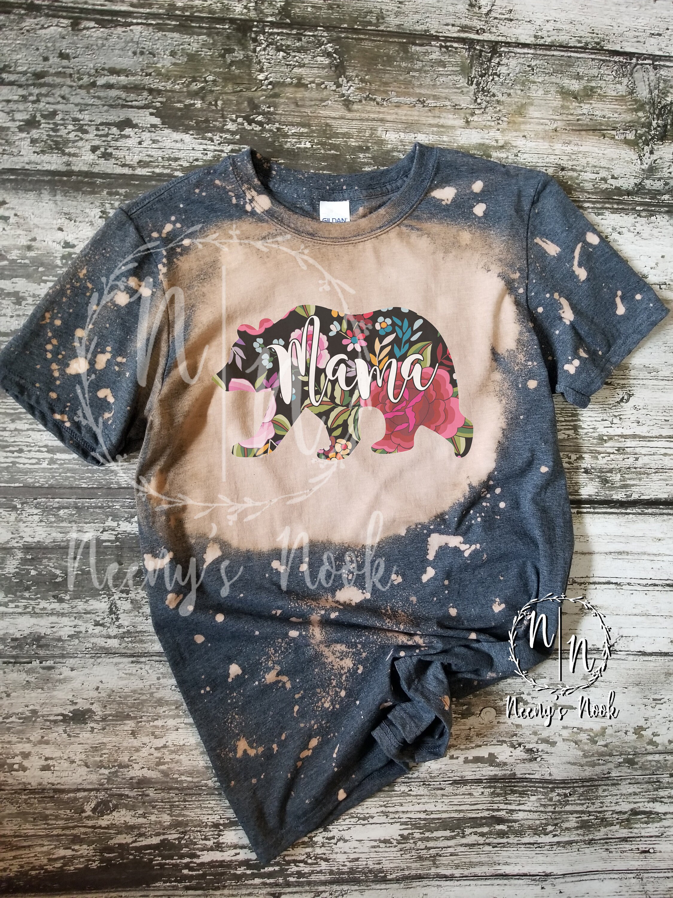 Floral Mama Bear Bleached Tee 