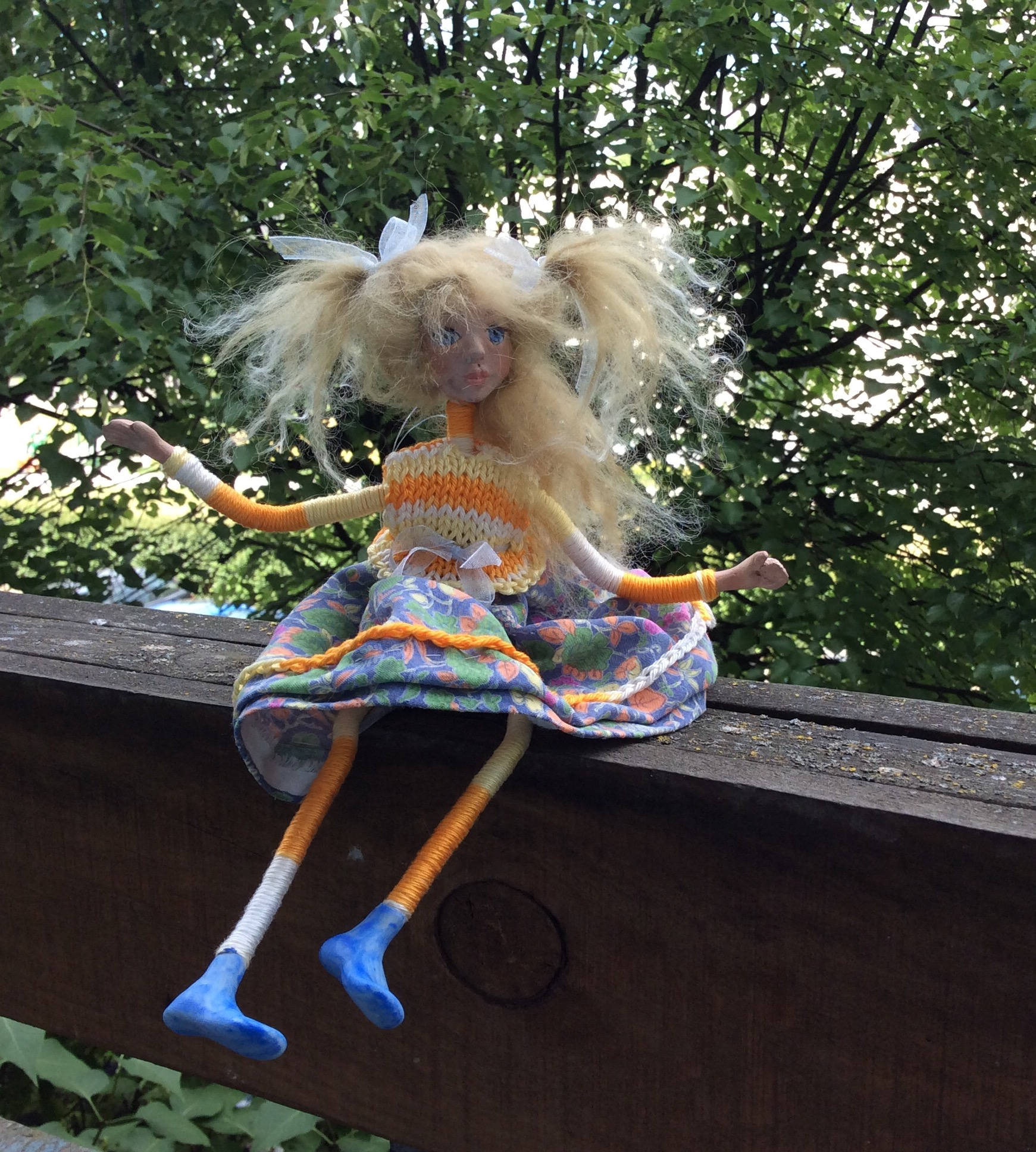 Hanging Art Doll OOAK Handmade Paperclay Doll Wall or Window Etsy