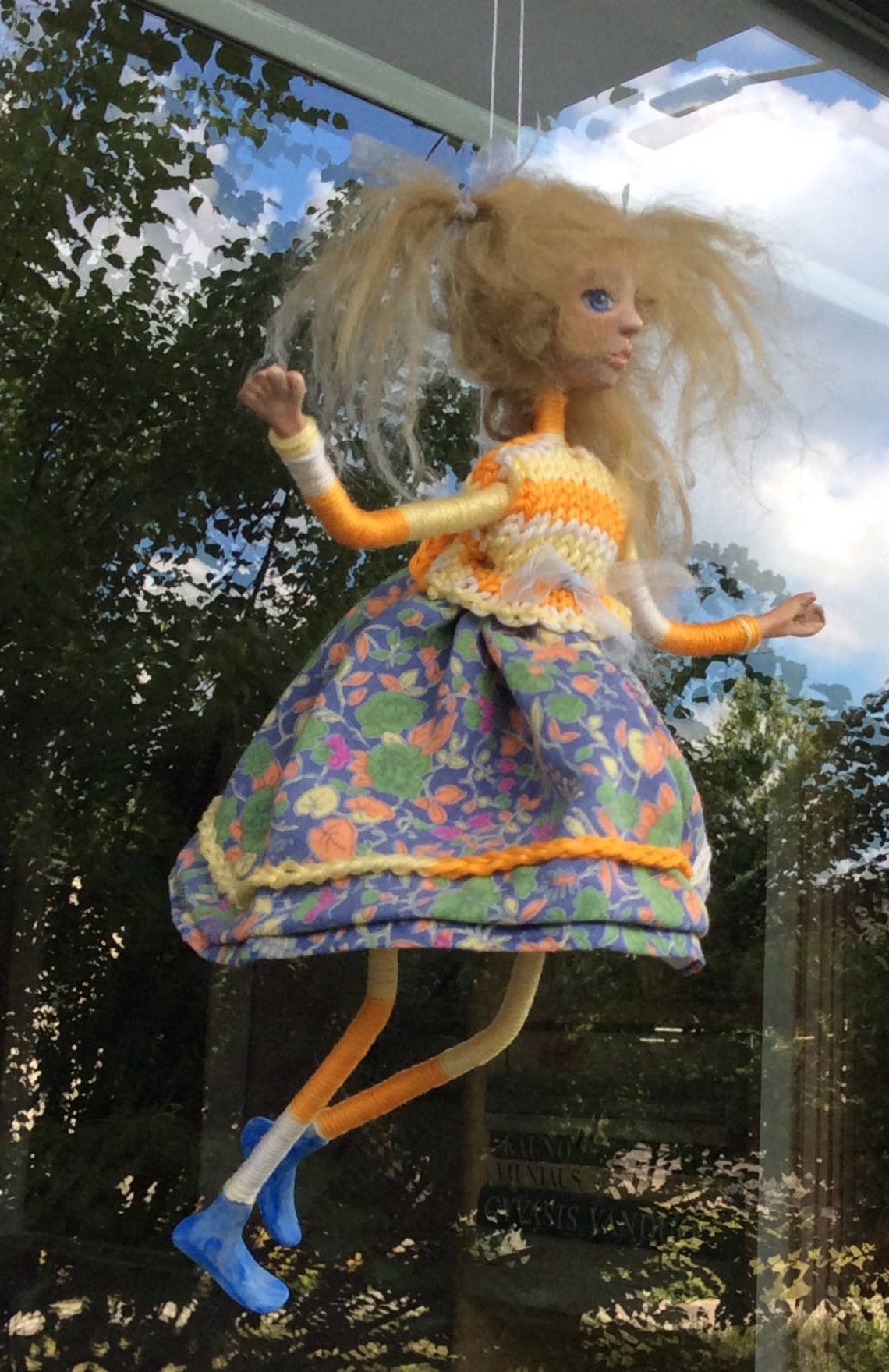 Hanging Art Doll OOAK Handmade Paperclay Doll Wall or Window Etsy