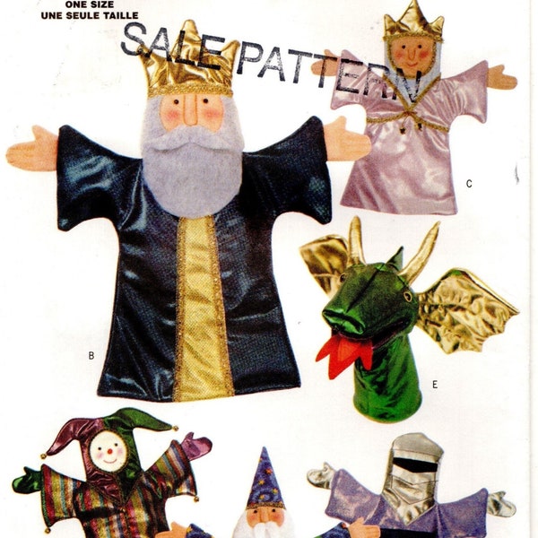 Puppet Theater w/ King, Queen, Jester, Wizard, Knight & Dragon Puppets, Uncut Sewing Pattern