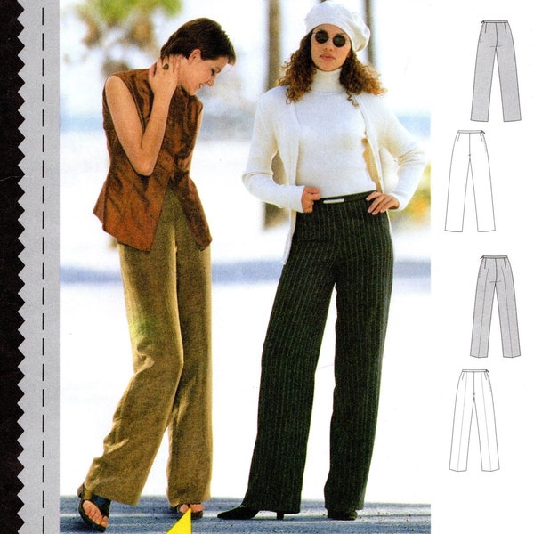 Size 10-20 Straight Leg Pants w/ Side Zipper & Waistband, Uncut Burda Sewing Pattern