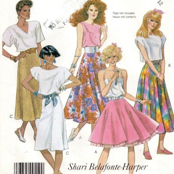 Size 12 Skirts, Full, Half & Quarter Circle, Vintage Pre-Cut Sewing Pattern