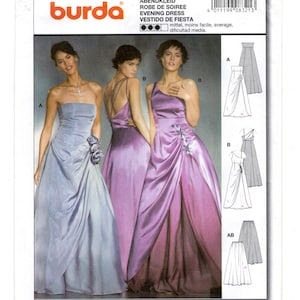 Size 6-18 Evening Dress w/ Strapless or Asymmetric Bodice Options & Underskirt, Uncut Sewing Pattern