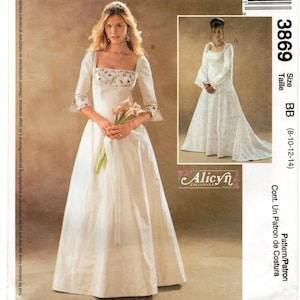 Size 8-14 Princess Seam Gowns w/ Bodice Inset, Train Option, Unused Sewing Pattern