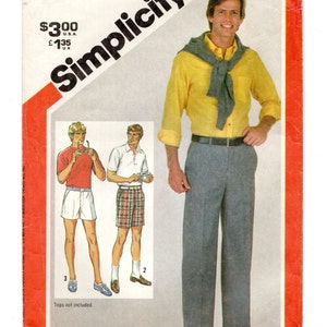 Size 39" Waist, Mens Fly Front Pants & Shorts in 2 Lengths, Vintage 80s Uncut Sewing Pattern