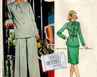 Size 12 Pertegaz Vogue Couturier Design: Long Sleeve Top, Yoked Pants & A-Line Skirt, Uncut Sewing Pattern with Original Label