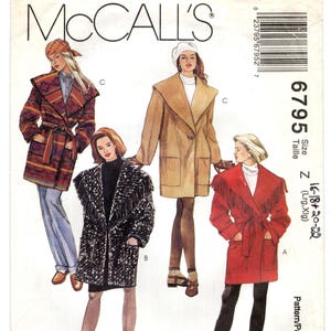 Size L XL, Oversized Shawl Collar Coat w/ Cuff & Fringe Options, Uncut Sewing Pattern