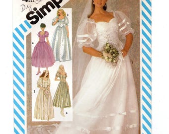 Size 6 Wedding Gown w/ Sweetheart Neckline, Fitted Bodice & Train, or Bridesmaids Dresses, Uncut Sewing Pattern