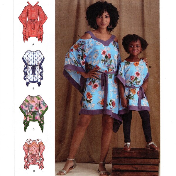 Size S-XL Adult & Size S M L Childs Caftans, 2 Lengths, Uncut Sewing Pattern