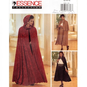 Size 12-16 Lined Capes, 2 Lengths w/ Hood, Collar & Capelet Options, Slim Skirt Included, Uncut Sewing Pattern from Essence Collection