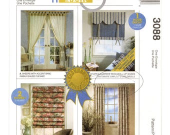Curtains & Shades w/ Decorator Fabrics, Quick and Easy Home Decor, Pre-Cut Sewing Pattern