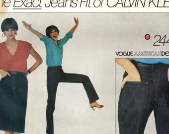 Size 8 Calvin Klein Jeans & Jean Skirt, Tight Fit, Fly Front, Shaped Yoke, Uncut Sewing Pattern