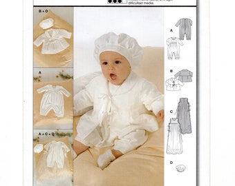 Size 1-3-6-9-12 Mo. Christening Gown, Romper, Jacket & Hat, Uncut Sewing Pattern