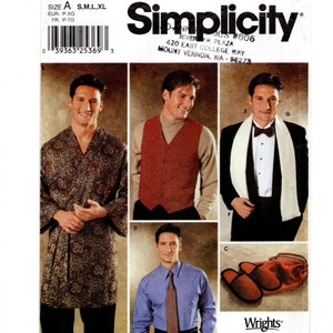 Size S-XL Mens Robe, Ties, Cummerbund, Scarf & Slippers, Uncut Sewing Pattern