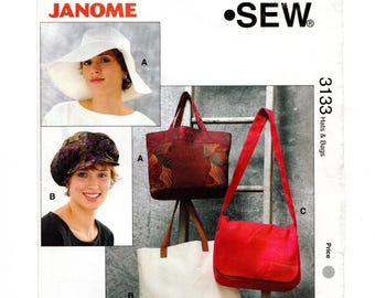 Newsboy Cap, Sun Hat, Shoulder Bag & 2 Totes, Uncut Sewing Pattern