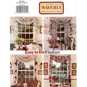 Waverly Fabrics Swags & Curtains, Rod Mounted Custom Window Treatments, Uncut Sewing Pattern