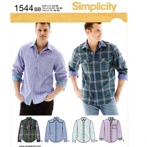 Size 44-52 Mens Shirts, Collar & Sleeve Options, Uncut Sewing Pattern