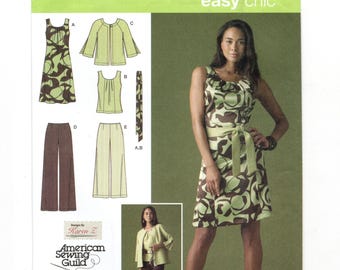 Patrón de costura sin cortar para vestido o blusa con chaqueta y pantalón, tallas 20-28W, disponible en 2 largos.
