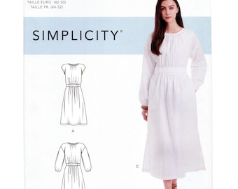 Size 16-24 Pullover Dress w/ Belt Detail, 2 Lengths Sleeve Options, Uncut Sewing Pattern