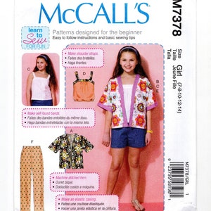 Size 7-14 Girls Top, Jacket & Elastic Waist Pants, Easy Learn to Sew, Uncut Sewing Pattern