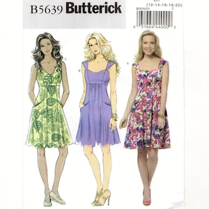 Size 12-20 Fitted Dress w/ Shoulder Strap Variations, Low Back & Pocket Option, Uncut Sewing Pattern