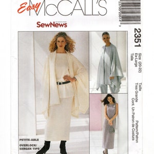 Size XL, 20-22, Cape, Dress or Top w/ Pants & Skirt, Uncut Sewing Pattern for Stretch Knits