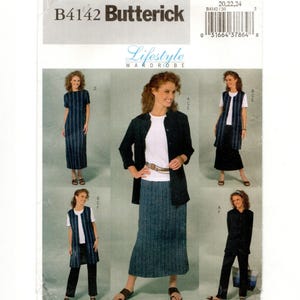 Size 20-24 Lined Dress & Top w/ Mandarin Collar Jacket, Vest, Skirt + Pants, Uncut Sewing Pattern