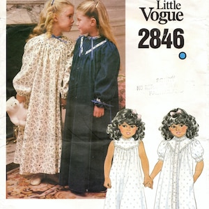 Size 4 Girls Robe w/ Buttoned Front & Matching Nightgown, Pre-Cut Vogue Sewing Pattern