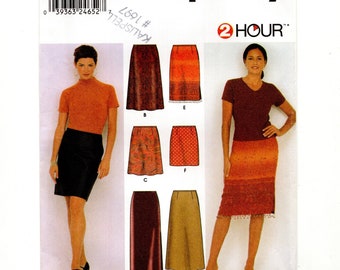 Size 8-14 Two Hour Skirts, 3 Lengths, Side Slit, Contour Waist w/ Side Zip, Uncut Sewing Pattern