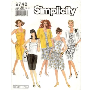 Size 16-24 Drop Waist Dress w/ Slim or Full Skirt, Wide Shoulder Straps & Unlined Jacket, Womens/ Plus Uncut Sewing Pattern