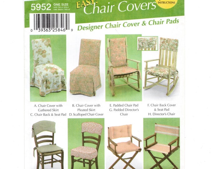 Easy Chair Covers W/ Skirt, Back Covers & Chair Pads, Uncut Sewing Pattern Etsy