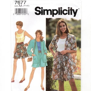 Size P-S-M, 6-16, Unlined Jacket w/ Top & Wide Leg Shorts, Uncut Sewing Pattern