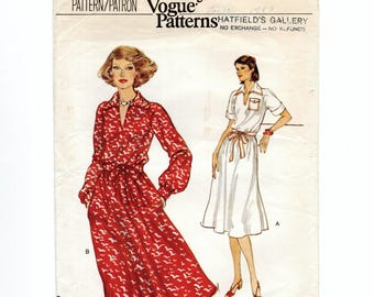 Size 10 Easy Raglan Sleeve Dress w/ Collar, Long or Short Sleeves, Pre-Cut Sewing Pattern, Vintage Vogue