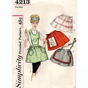 Bib & Waist Tie Aprons, Pocket and Trim Options, Pre-Cut Sewing Pattern 1960s